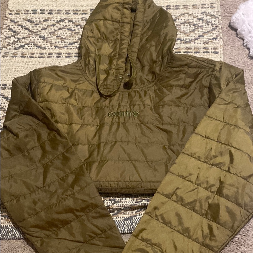 Green Quilted Puffer Jacket with Hood